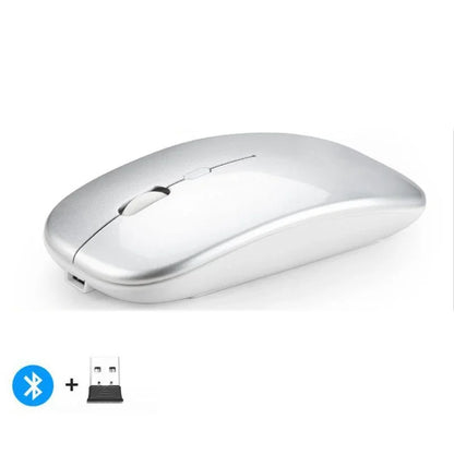 Rechargeable Wireless Mouse Bluetooth-Compatible 2.4Ghz Dual Modes Computer Mice with Nano Receiver for PC Laptop Macbook