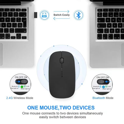 Rechargeable Wireless Mouse Bluetooth-Compatible 2.4Ghz Dual Modes Computer Mice with Nano Receiver for PC Laptop Macbook
